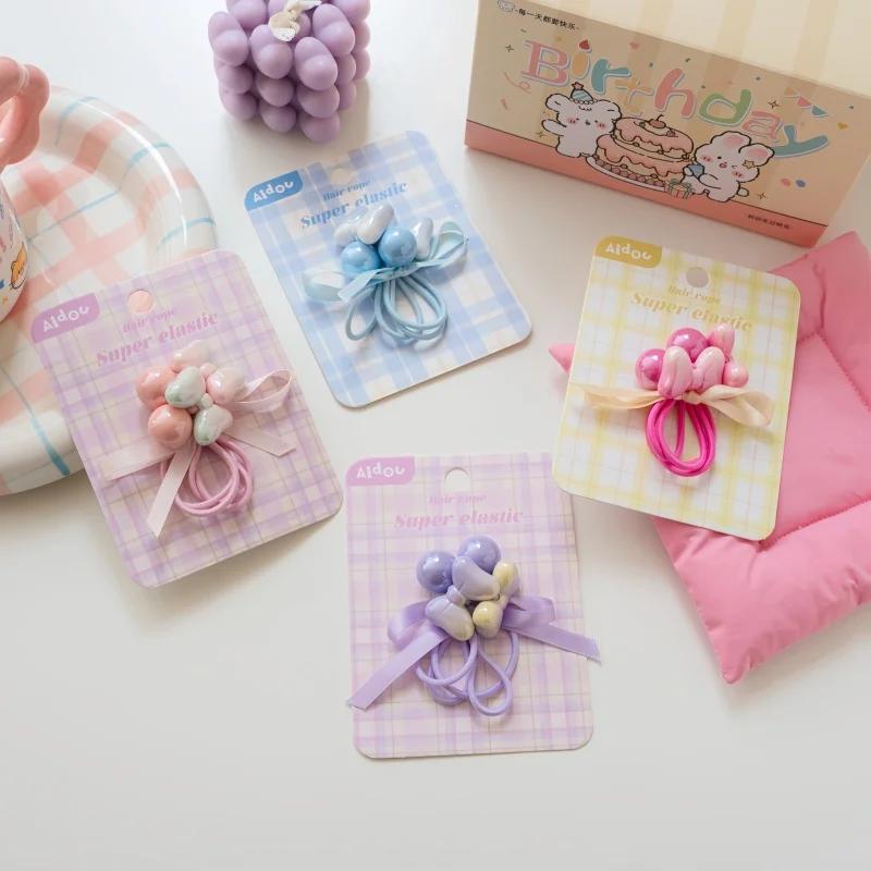 Niedliche elastische Haarbänder Mädchen Farbverlauf Haargummis mit Schmetterlingsknoten Hübsche Pferdeschwanzhalter Kinder Blume Haarschmuck