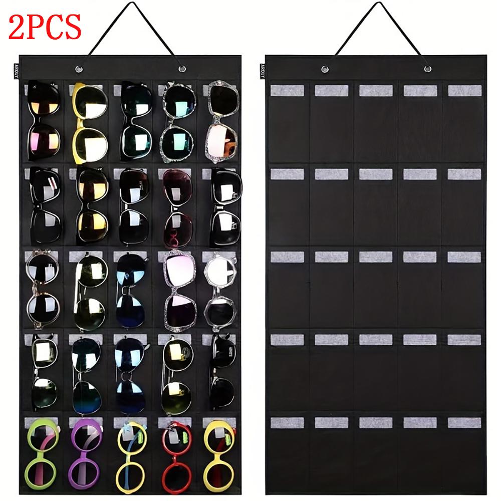 1piece Sunglasses Storage Bag Slot Sunglasses Organiser Eyeglasses Display Multi-function Storage Bag with Sturdy Cord