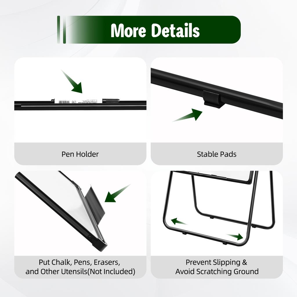 Double-Sided Dry Erase Board, 36x24 In Portable Whiteboard with Stand - Height Adjustable, 360° Rotating, for Office, Classroom