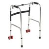 Elderly Folding Walker 6 Height Adjust 4 Legs Stainless Steel Walking Aid with Red Wheels Single Ben