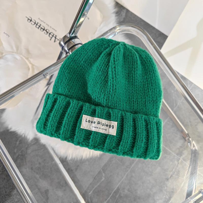 Hat women's winter wool hat big head circumference dome thread hat warm versatile purple thick thread loose knitted hat tide