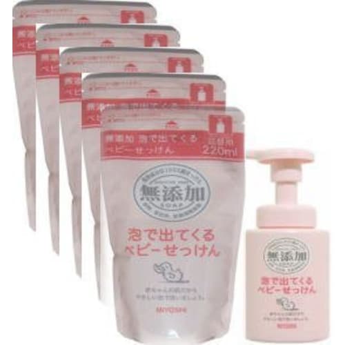 Miyoshi Additive-Free Foaming Baby Soap, 250ml Pump + 5 220ml Refills (Set of 6)