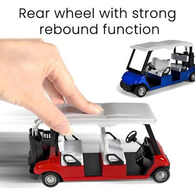 Die-cast Golf Cart Toy 1:20 Scale Alloy Golf Cart Model with Clubs Mini Golf Cart Pull-back Vehicles Golfing Themed Office Desk Decoration