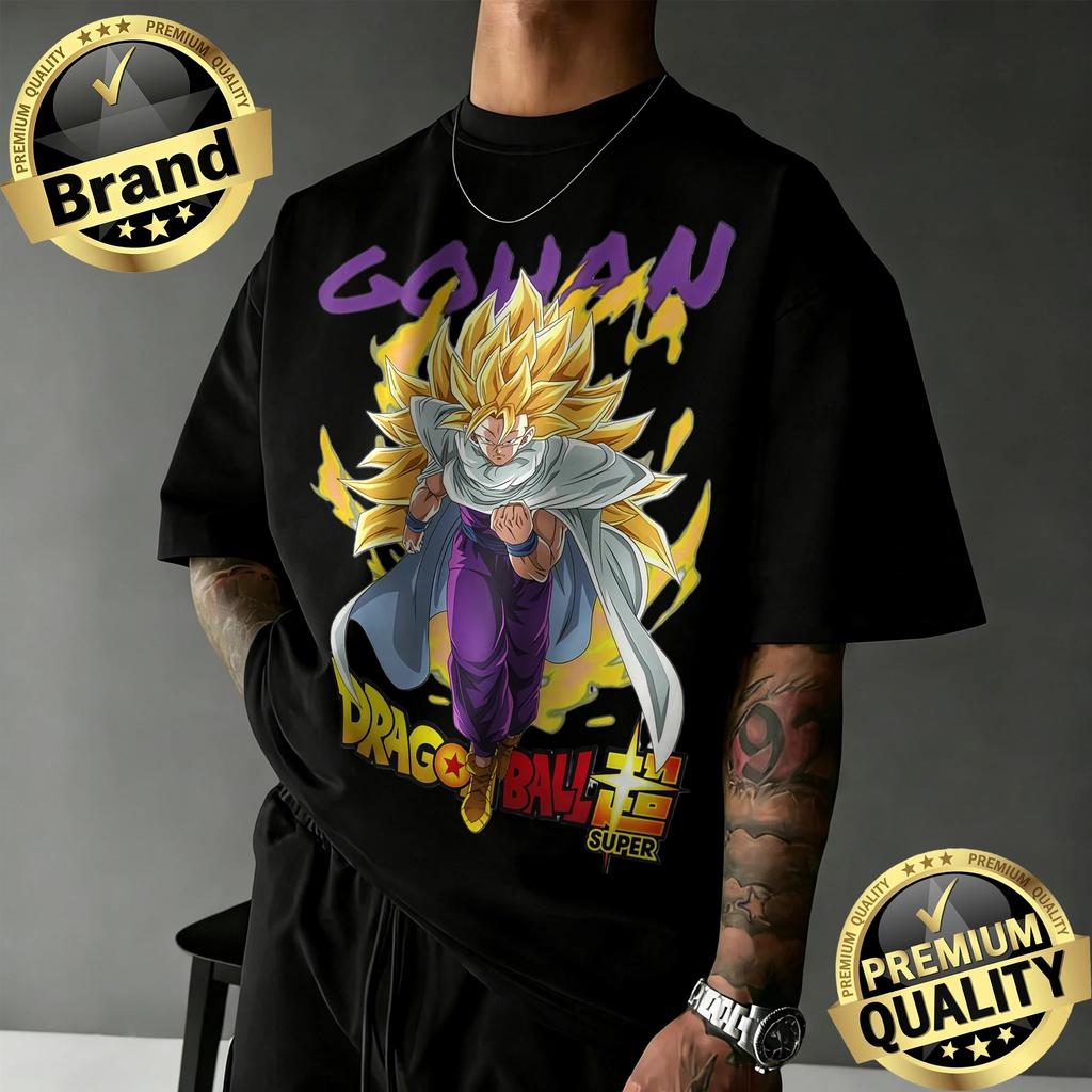 2026 Summer Dragon Ball Nostalgic TShirt 100 Washed Retro Cotton Heavyweight Oversized Mens Goku Fusion Print Unisex Y2k