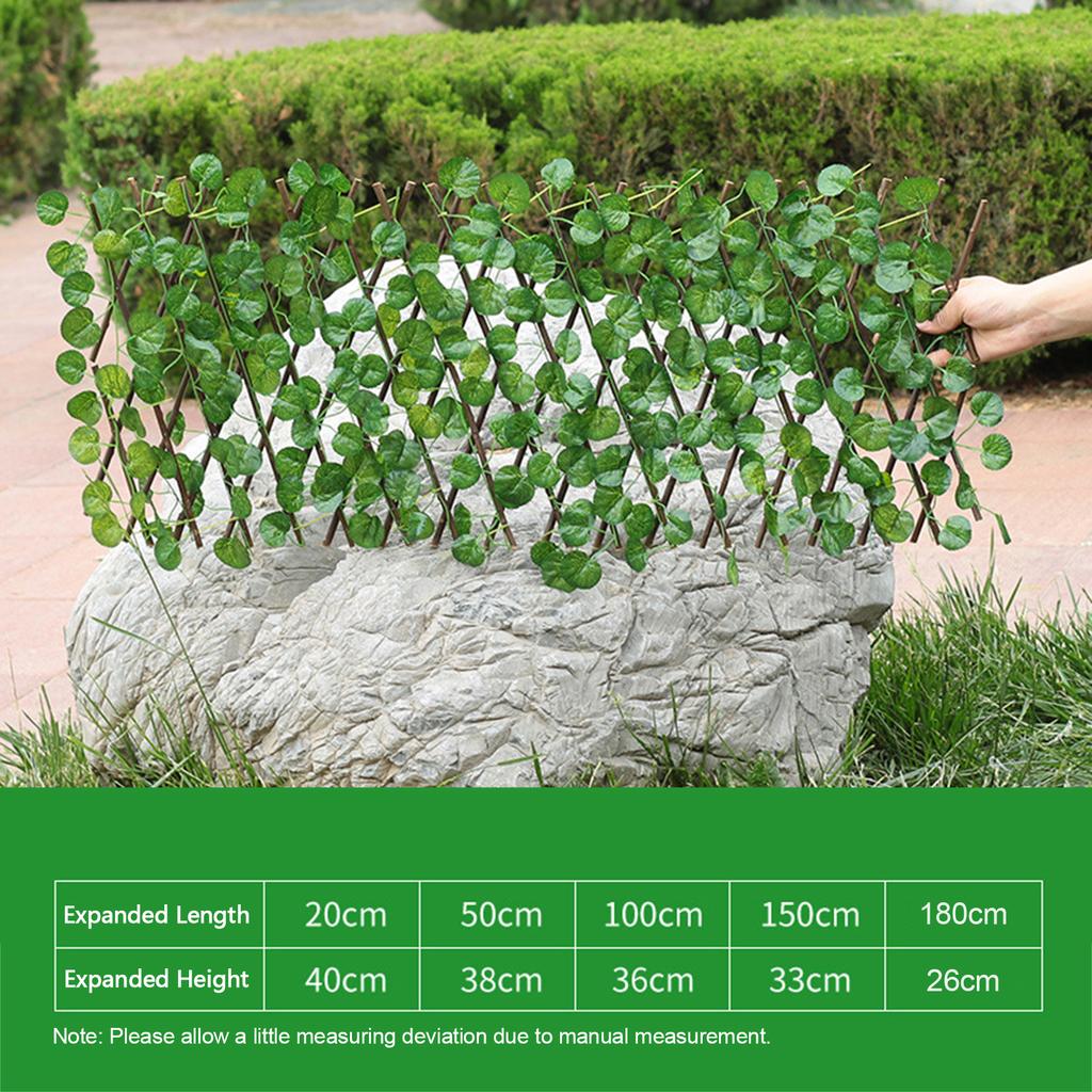 Simulation Fence Fence Telescopic Fence Fake Flowers Green Leaves Outdoor Garden Fence Wall Guardrail Decorative Leaves Blocking Plants Small