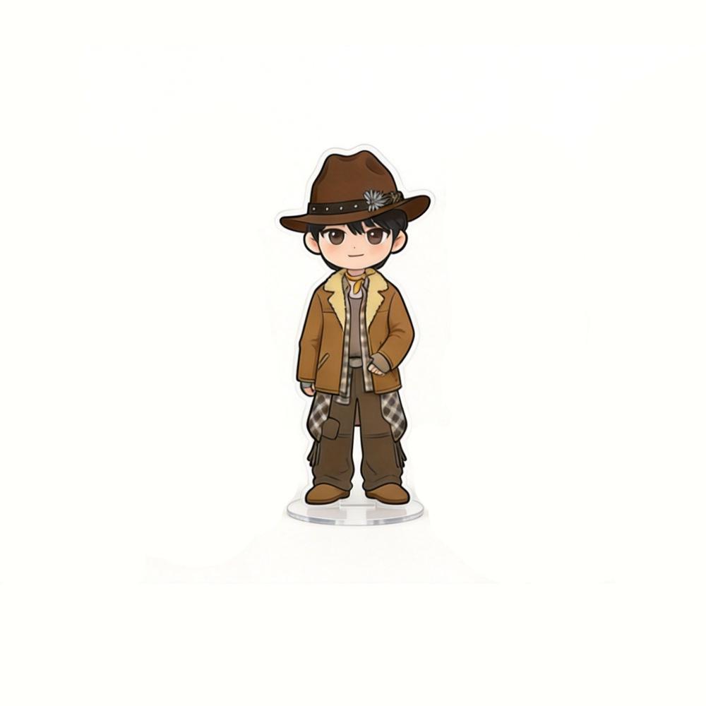 1pc Kpop ENHYPEN Member 6cm Acrylic Stand Cute Kawaii Western Cowboy Hat Chibi Figure Desktop Decoration Sign, ENGENE Merch Fans Collection Gift