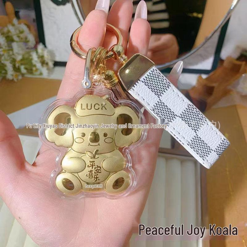 24K Gold Koala Pendant: Peace, Joy & Wealth Keychain Gift