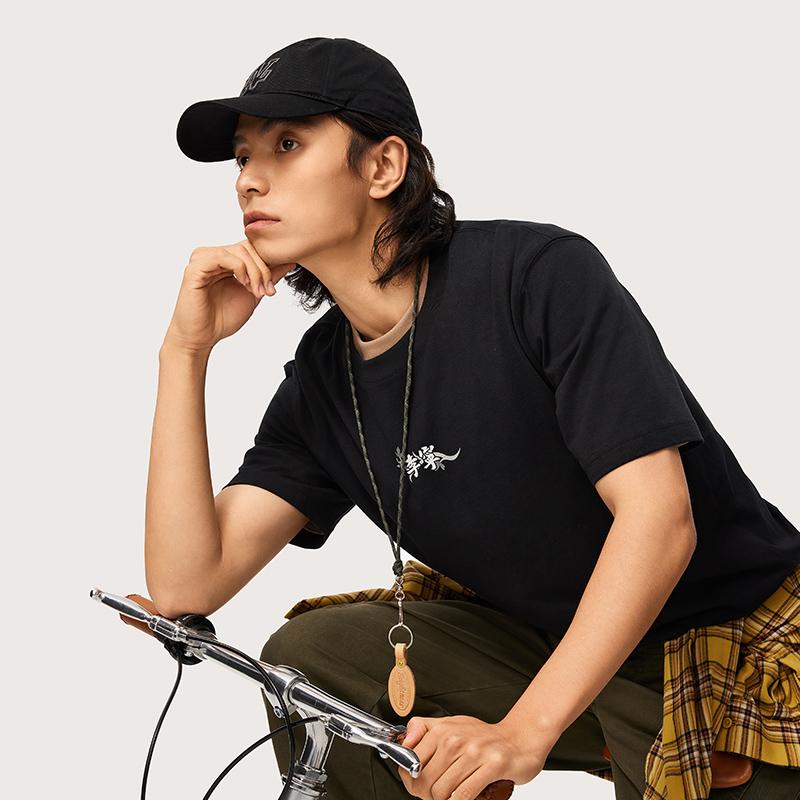 Li Ning Chinese Culture Series Solid Color Crew Neck Pullover Short Sleeve T-Shirt Men Tops Black AHSU321-4