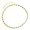 Gold Plated Turquoise Baguette CZ Tennis Choker Necklace – Dainty Summer Jewelry, Sparkle Gift for Women