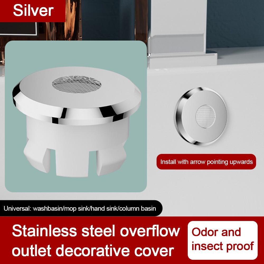 

Stainless Steel Wash Basin Overflow Ring Plug Round Sink Hole Cover Kitchen Bathroom Supplies серебряный