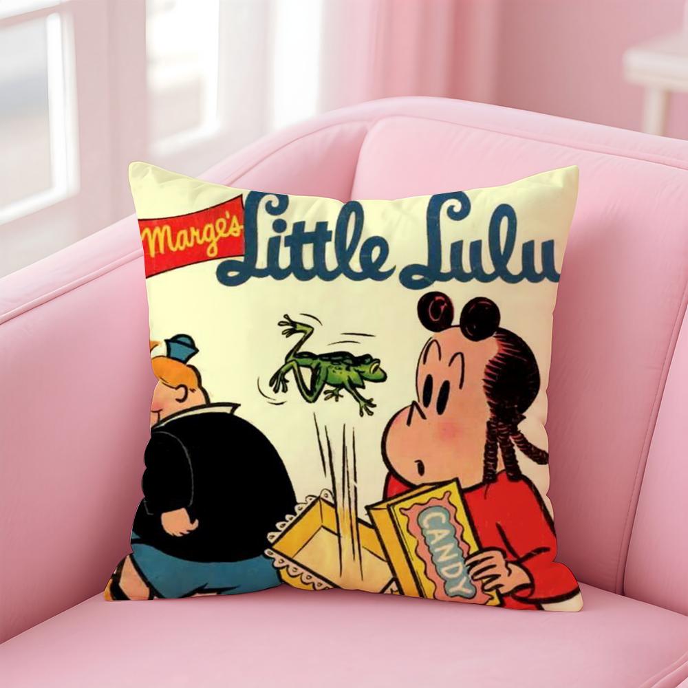 

anime The Little Lulu Show Cushion Cover Comfortable Reversible Pillow Cover Ideal for Car Sofa Bedroom & Beyond 12x12Inch