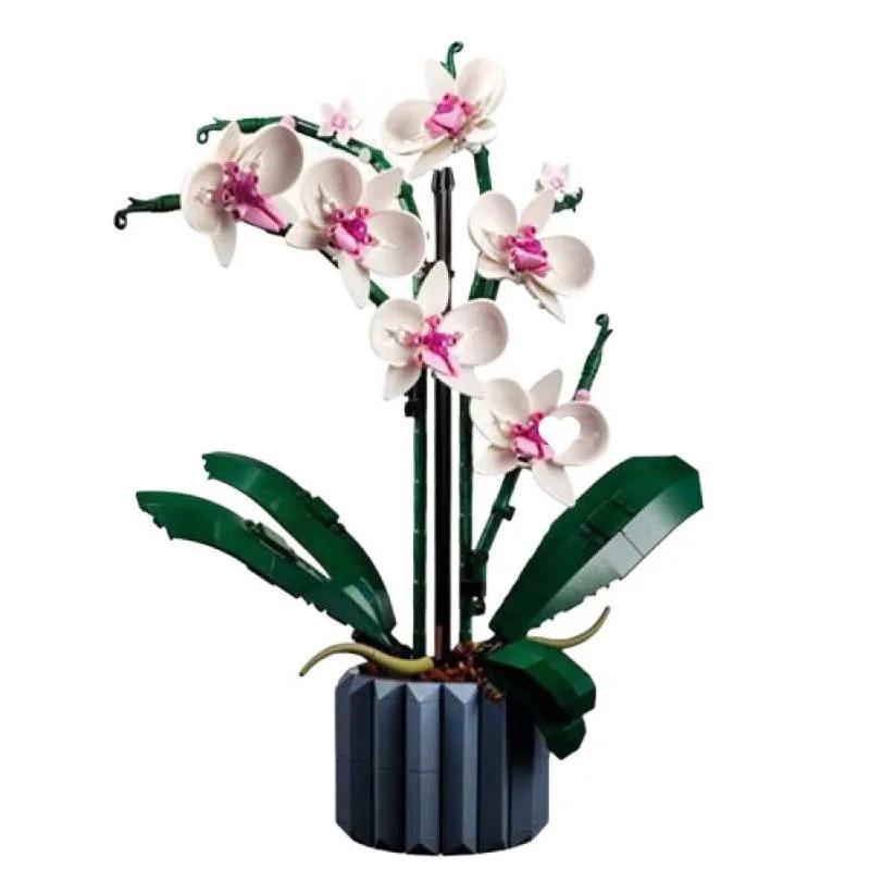 

Romantic orchid Rose Flower Bouquet Building Blocks Creative Home Desk Plant Decoration Assemble Bricks Toys Gifts For Girls