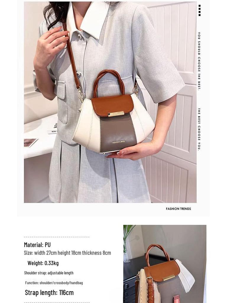 Color Block Handheld Bag for Women - Spring/Summer 2025: Versatile High-End Small Square Shoulder Bag with Niche Design.