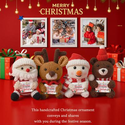 Noel Bebeği Mini Komik Olumlu Noel Baba Kardan Adam Tığ İşi Örme Oyuncak İlham Verici Kart Stoğu Çorap Doldurucu Kış Dekoru