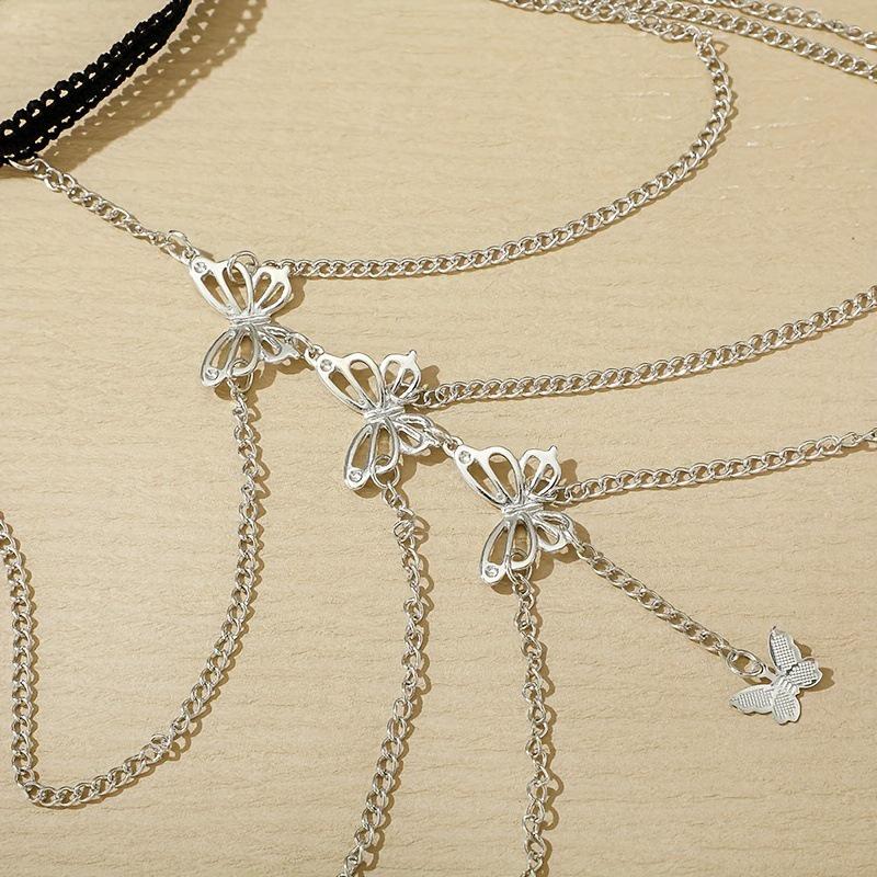 Gold Butterfly Multi-layer Elastic Lace Leg & Body Chain
