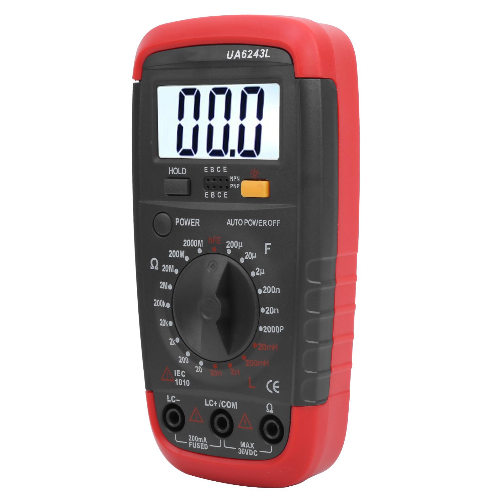 

UA6243L Handheld LED Digital Multimeter Capacitance Meter Resistance Tester 1999 Display