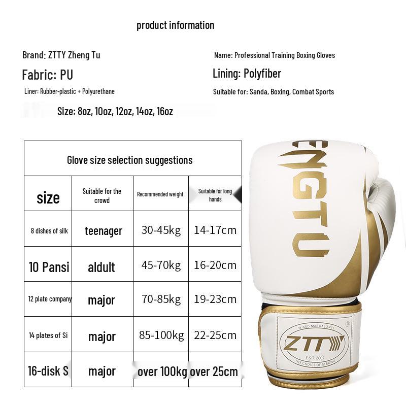 ZTTY Muay Thai Punching Bag Gloves with Rubber and Plastic Liner