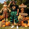 Men's Casual Loose Fit Printed Drawstring Cropped Cargo Pants with Large Pockets
