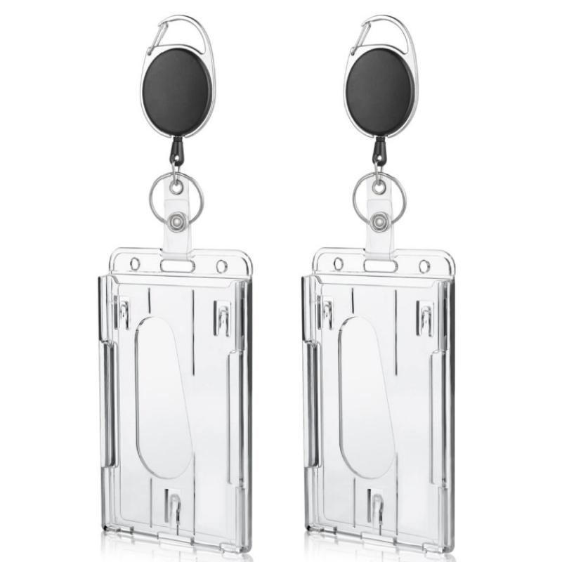 Transparent Cards Slots ID Tag Badge Holder with Badge Reel Cards Storage Organizer Employee Pass Work Card Case Sleeve