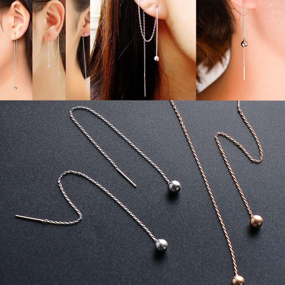 

Ювелирные изделия Золото Серебро Длинная Кисточка Гвоздик Цепочка Серьги Резьба Хрящ Спираль Пирсинг Бар Серьги