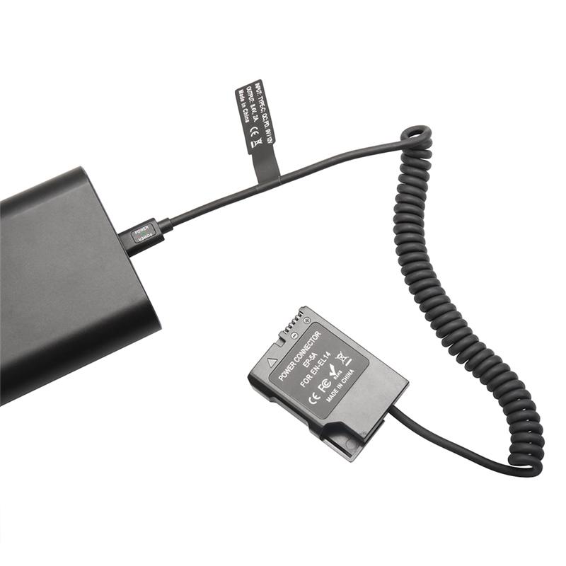 Top!EL14 Dummy Coupler Battery Type-C Spring Cable for D3100 D3500 D5100 D5200 D5300 D5600 P7000 P7100 P7700 P7800