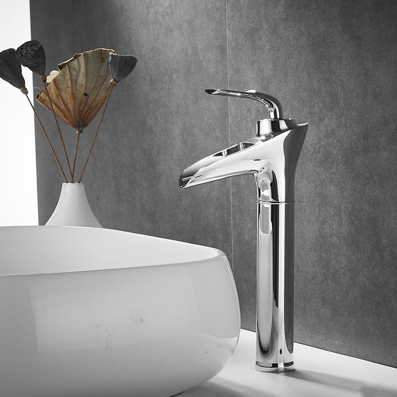 

Bathroom Basin Faucet waterfall Style hot and cold Crane Brass Single Lever Sink mixer Gold Black Chrome Tap New