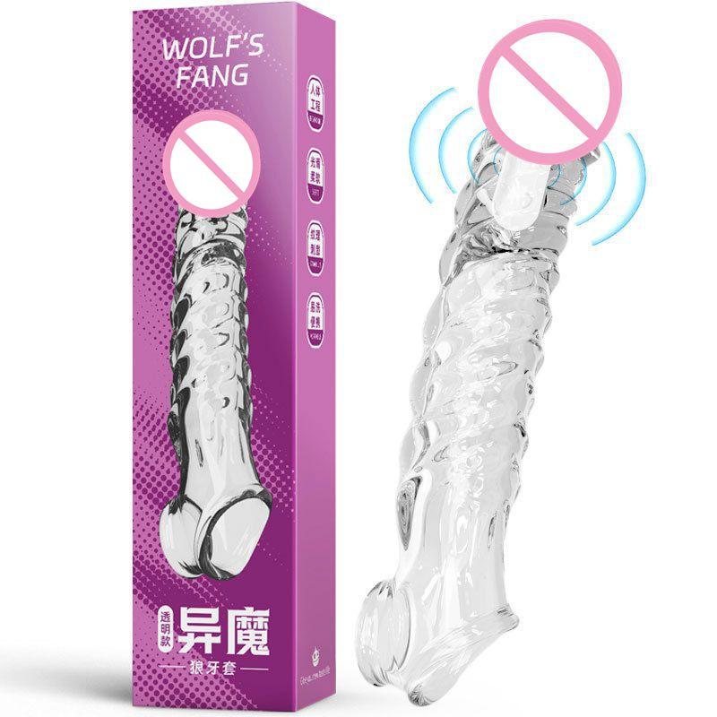 Reusable Condom Penis Extension Sleeve Delay Ejaculation Cock Cover Penis Extender Vibrator Sex Toys For Men Adults Products