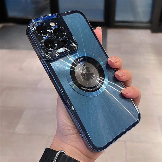 Luxury Plating Bumper Magsafe Magnetic Holder Phone Case For iPhone 15 14 13 12 Color Lens Stand Protector Cover On 14