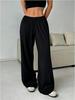 New summer quick-drying breathable women's yoga sports trousers solid color drawstring loose wide-leg trousers