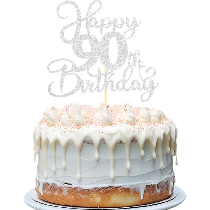 Sotpot 1PC Happy 18th Birthday Cake Topper Double-sided Silver Glitter Cake Pick Cake Decoration for 18th Birthday Anniversary Party Cake Decorations