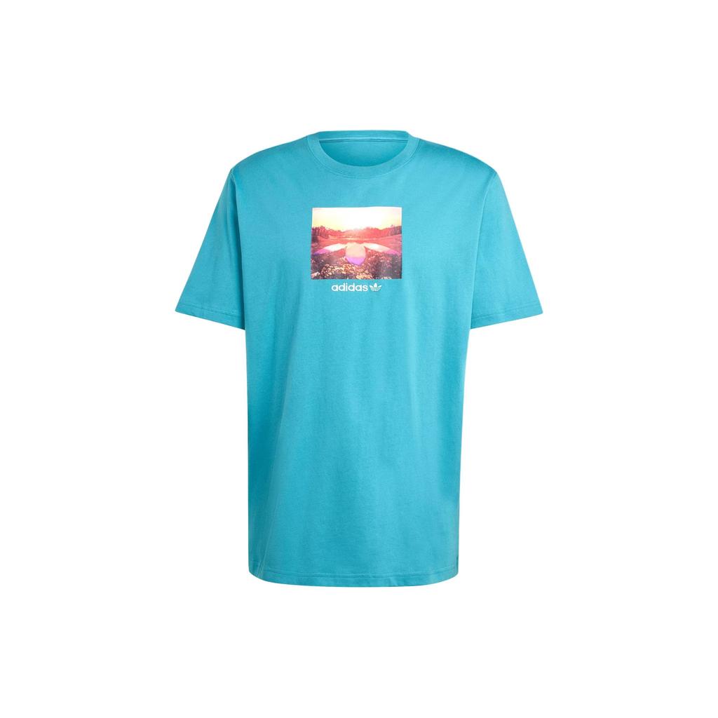 Adidas Originals Sunset Graphic Tee With Scenic Print Men Tops Arctic-Blue JF2856