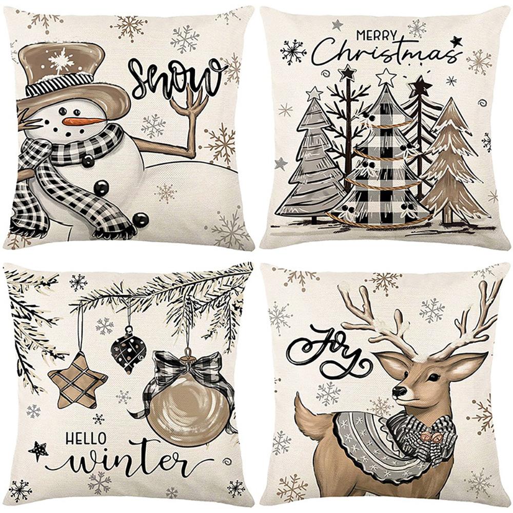 1pc Deer Joy Pillow Covers Suitable for Christmas Home Decoration Pillowcase, Without Pillow Core.