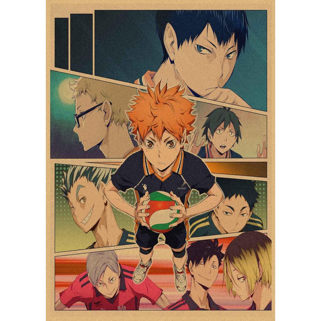 Haikyuu!! Retro Kraft Poster: Hinata Shoyo & Kageyama Tobio Decorative Wall Art