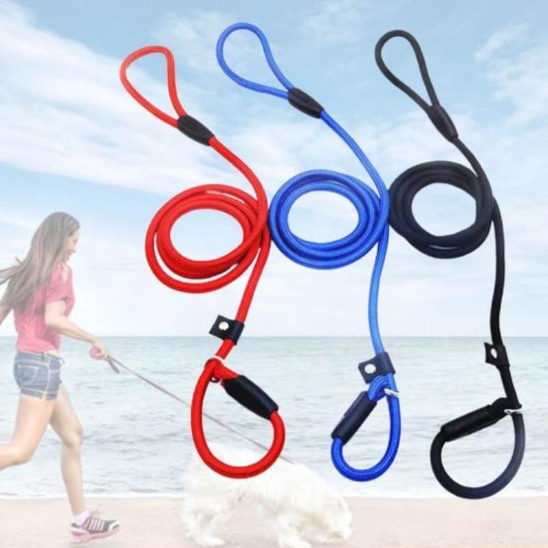 Convenient Solid Color Adjustable Even Force Universal Pet Training Leash for Hiking Dogs Leash