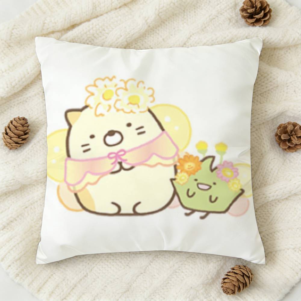 S-Sumikko Gurashi C-Colorfu Double-Sided Printed Square Decorative Cushion Cover For Sofa Living Room Home Decor