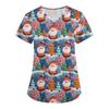 Women's Fashion V-Neck Short Sleeve Overalls With Pockets Christmas Printed Tops  Clothes