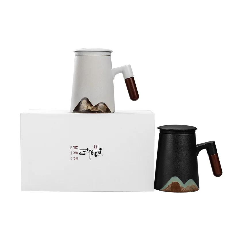 Yuanshan Tea Water Separation Mug with Lid Filter Large-capacity Office Cup Creative Zen Ceramic Tea Cup