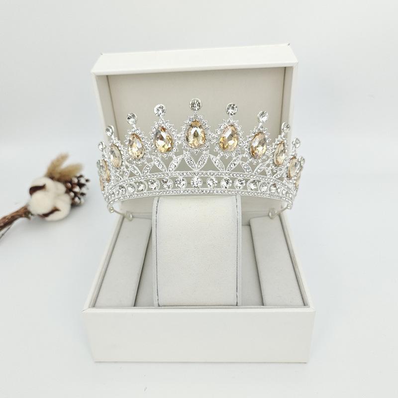European Style Bridal Crown Accessories Tiara Wedding Dress Tiara Alloy Rhinestone Headband Queen Birthday Party Crown