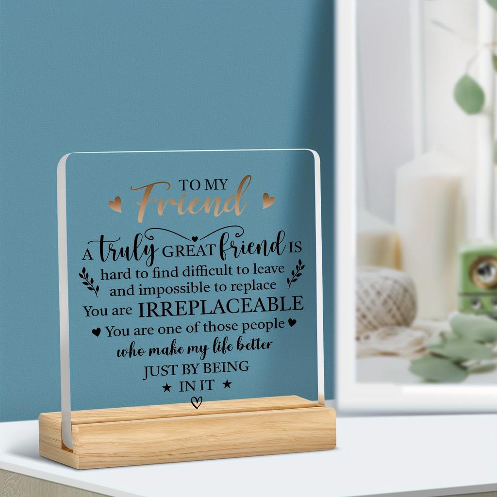1PC Friends Appreciated Acrylic Tabletop Ornament - Multipurpose Living Room and Office Ornaments Transparent Friendship Plaques, Ornaments