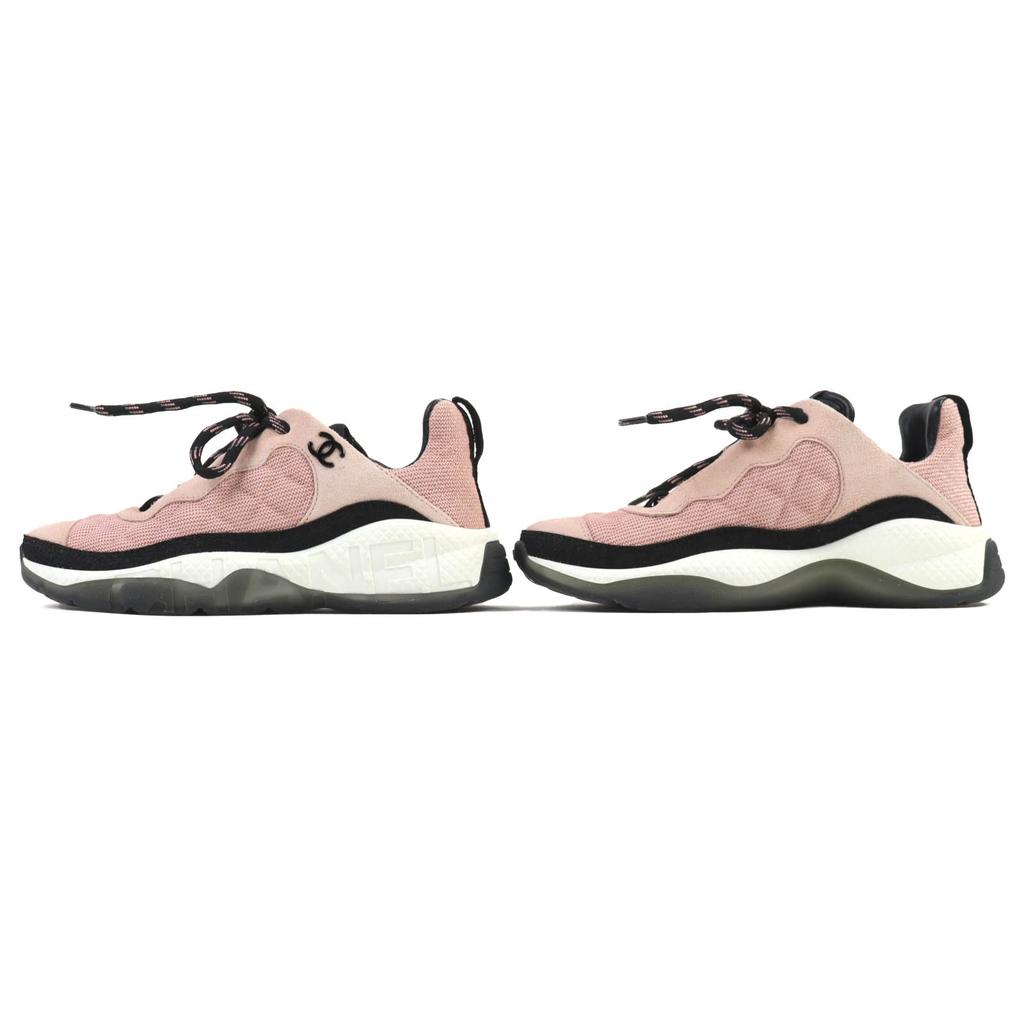 Tolle CHANEL Sneaker COCO Markenzeichen Matelassé Logo Sohle Wildleder rosa schwarz 36 G38290 Gebraucht