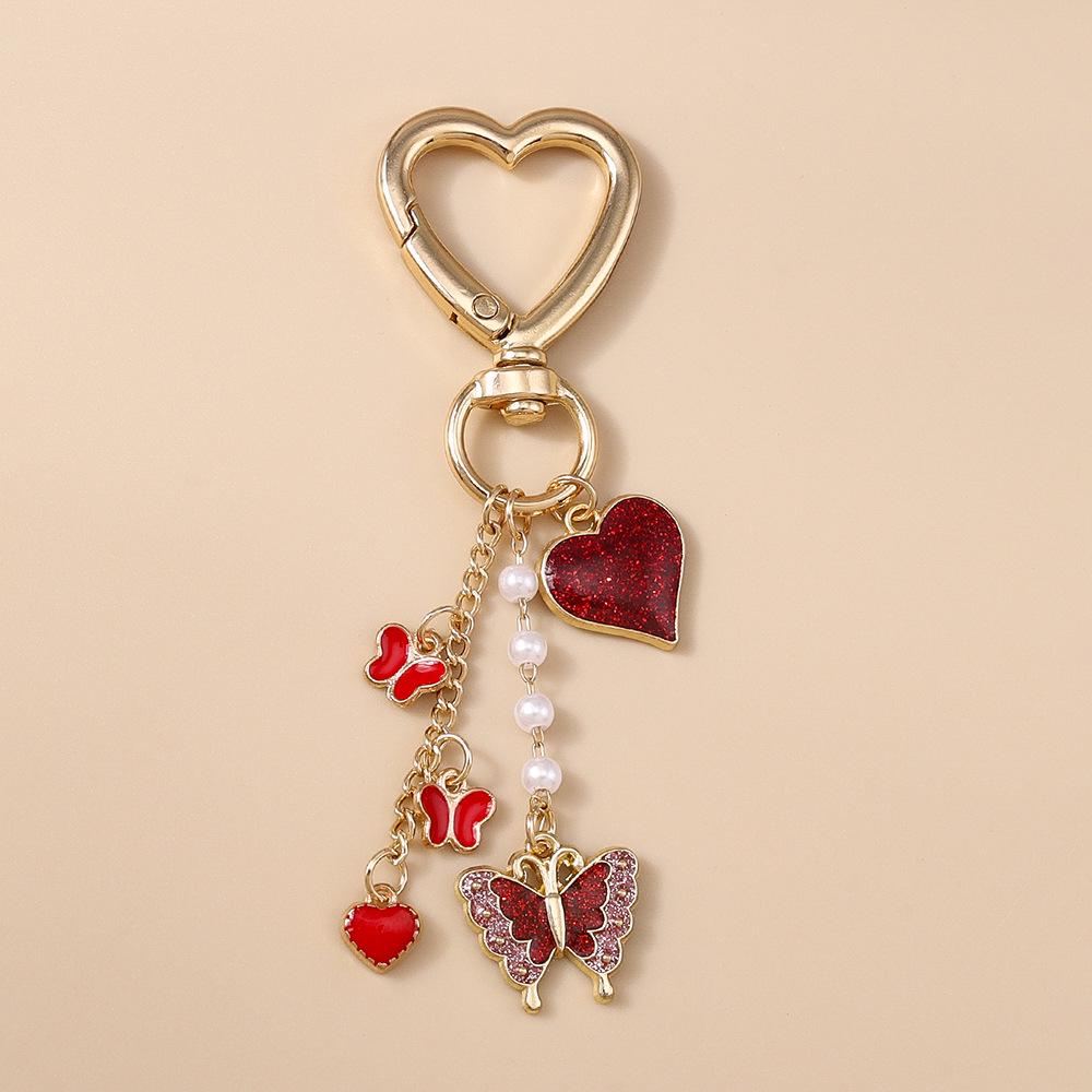 Trendy Butterfly & Heart Keychain: Stylish Animal & Flower Backpack Pendant