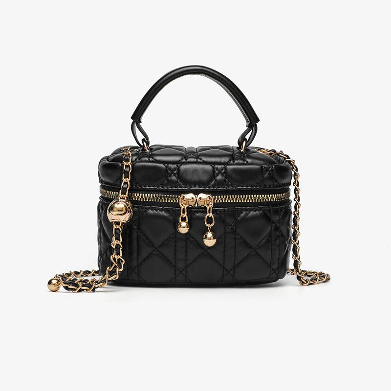 

Портативная модная маленькая квадратная сумка, новый дизайн цепочки с ромбами, высококачественная текстура, модная универсальная сумка-мессенджер чёрный