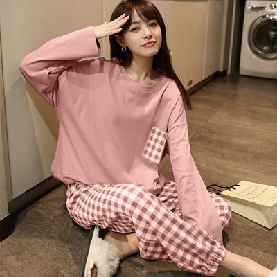 Women's Spring and Autumn Pajamas Homewear Set of Students Long-Sleeved Pajamas New Fashion Casual Plaid Ladies Homewear Set