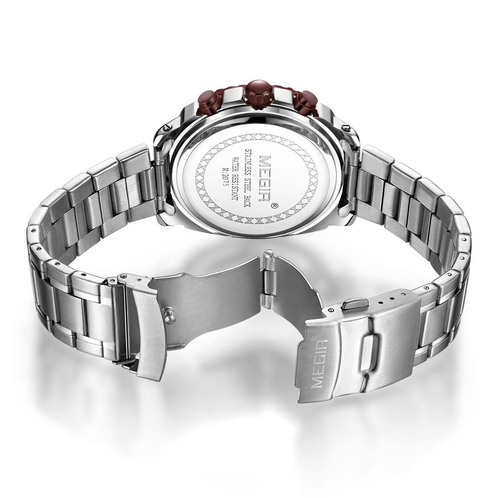 Megir Top Brand Luxury Men Quartz Watch with Stainless Steel Band Chronograph Business Wrist Watches Men Clock Relogio Masculino