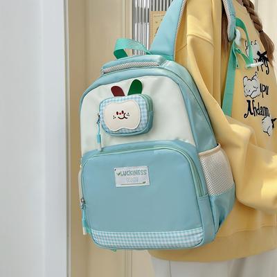 Primary School Schoolbag New Children's Splicing Contrasting Color Cartoon Lightweight Backpack Primary School Cute Backpack
