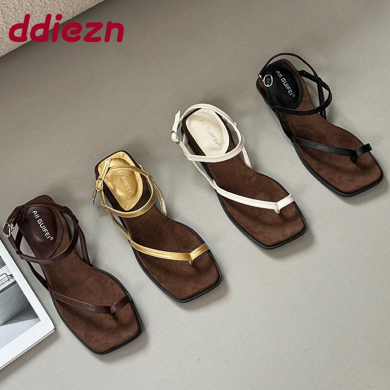 Fashion Female Spring Summer Wedges Women Heeled Sandals Shoes Buckle Strap Fashion Square Toe Ladies Wedges Sandals Shoes Flip Flops