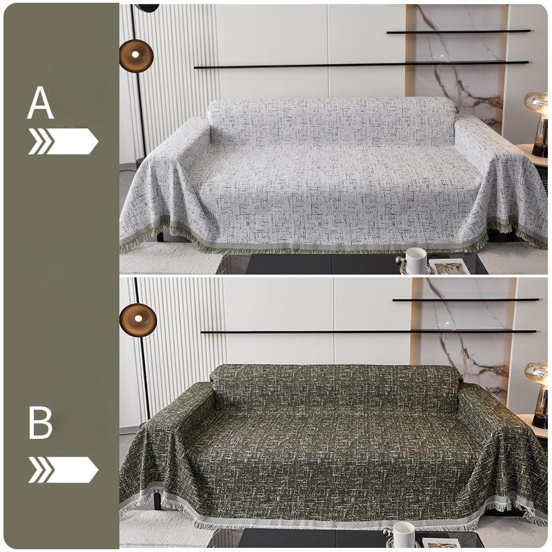 Cotton and Linen Sofa Towel, Universal for All Seasons, Non-slip, Simple AB Double-sided Sofa Cover Blanket, Fully Covered To Prevent Cat Scratches