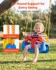3-in-1 Baby Swing Seat 136 kg Capacity Toddler Swing Red/Yellow/Blue, for Indoor & Outdoor Playground, with Adjustable Ropes and Snap Hooks, Snug &