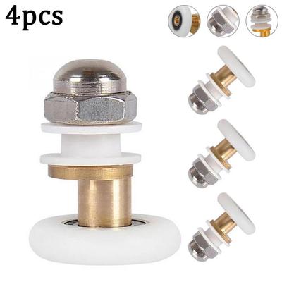 4pcs Shower Room Roller Pulley Bathroom Sliding Glass Door Wheels Nylon Copper Roller Eccentric Wheels Bathroom Accessories