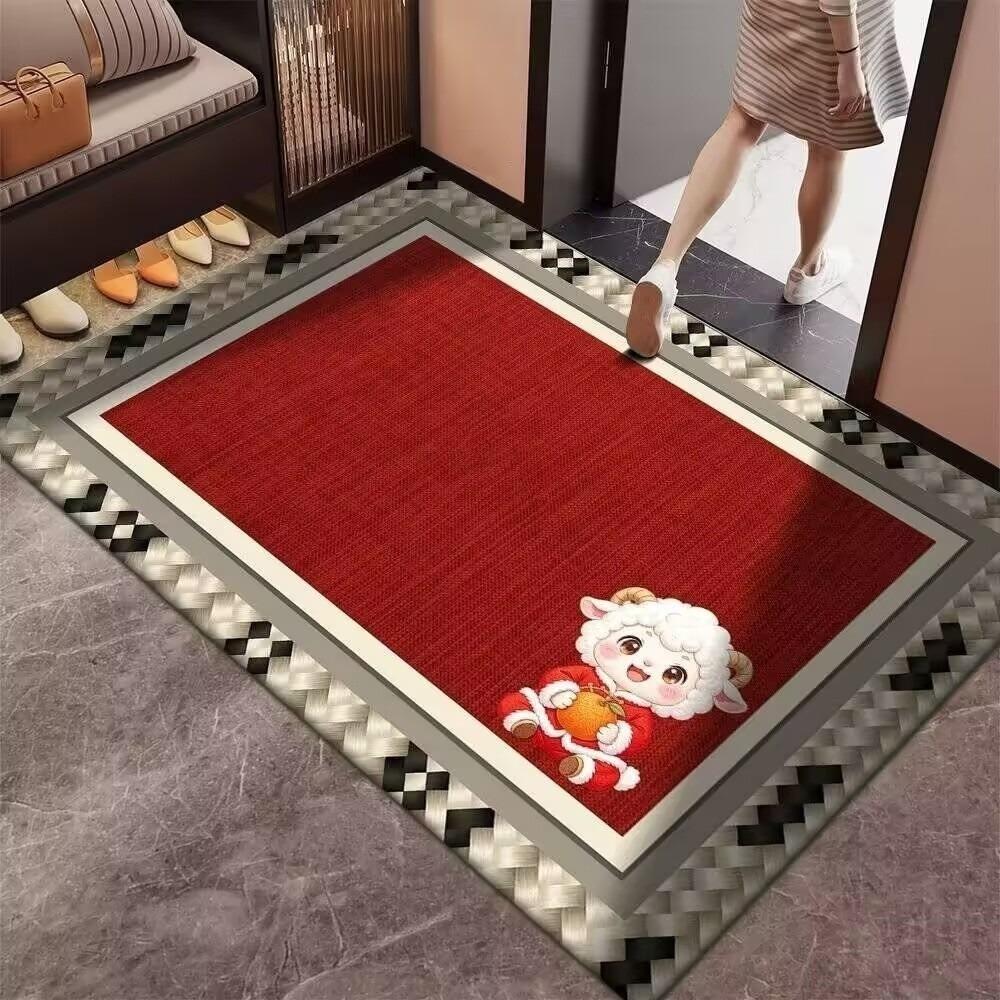 Cartoon Lamb Chinese Sheep Year Floor Mat Sheep Printed Welcome Door Mat Spring Festival